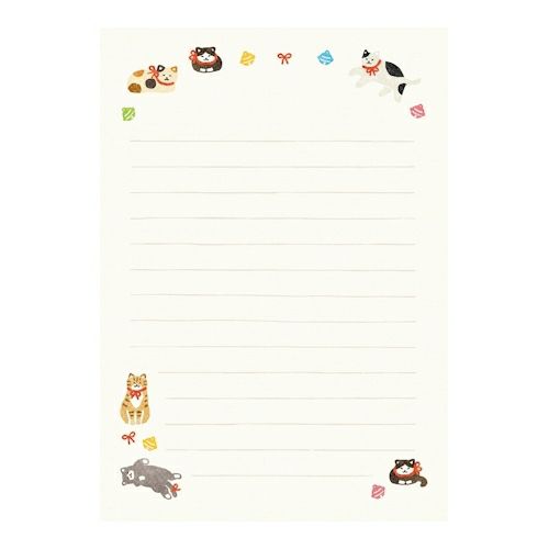 Furukawashiko Stamp Letter Set - Cats and Bells