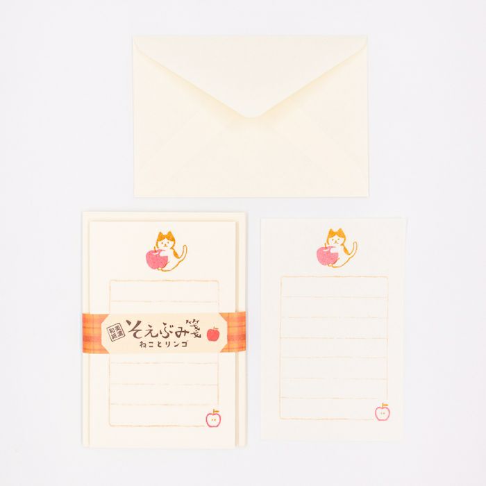 Furukawashiko Mini Letter Set - Cat and Apple