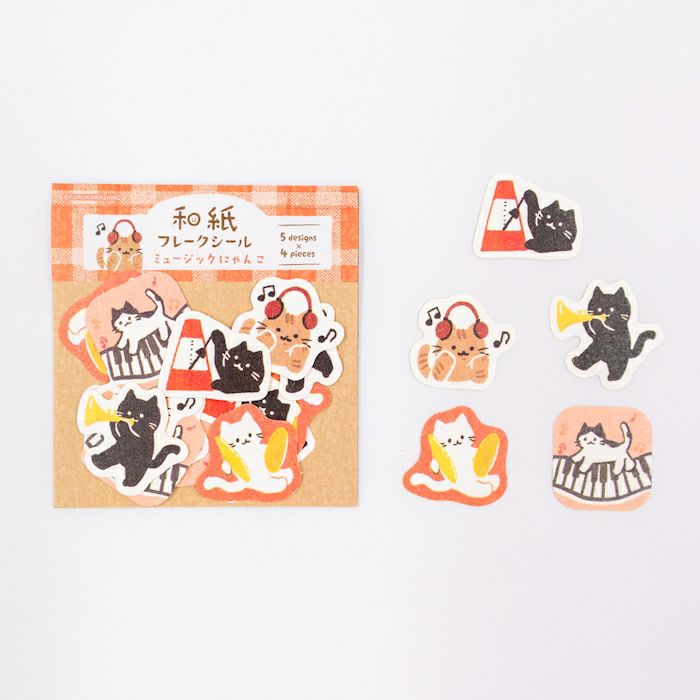 Furukawashiko Flake Stickers - Music Cat