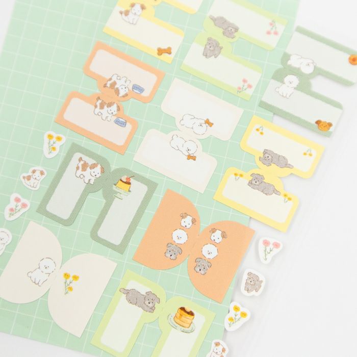 Furukawashiko Fufufu Notebook Index Stickers - Dog Gathering