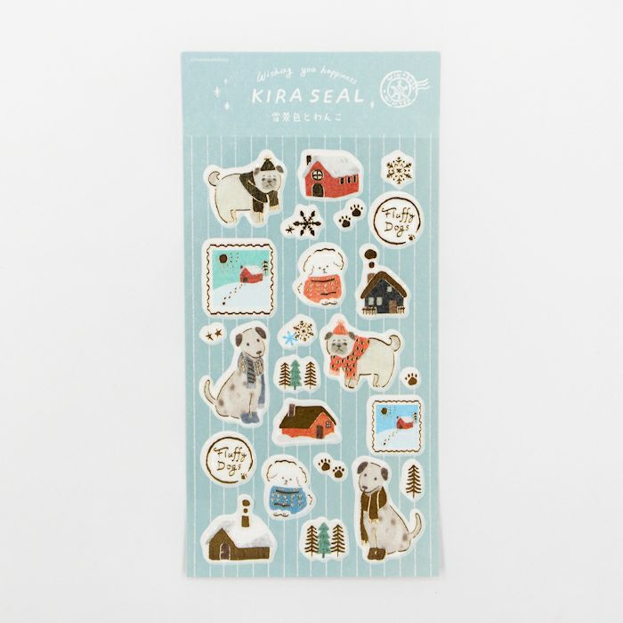 Furukawashiko Foil Sticker Sheet - Snow Scene and Dogs