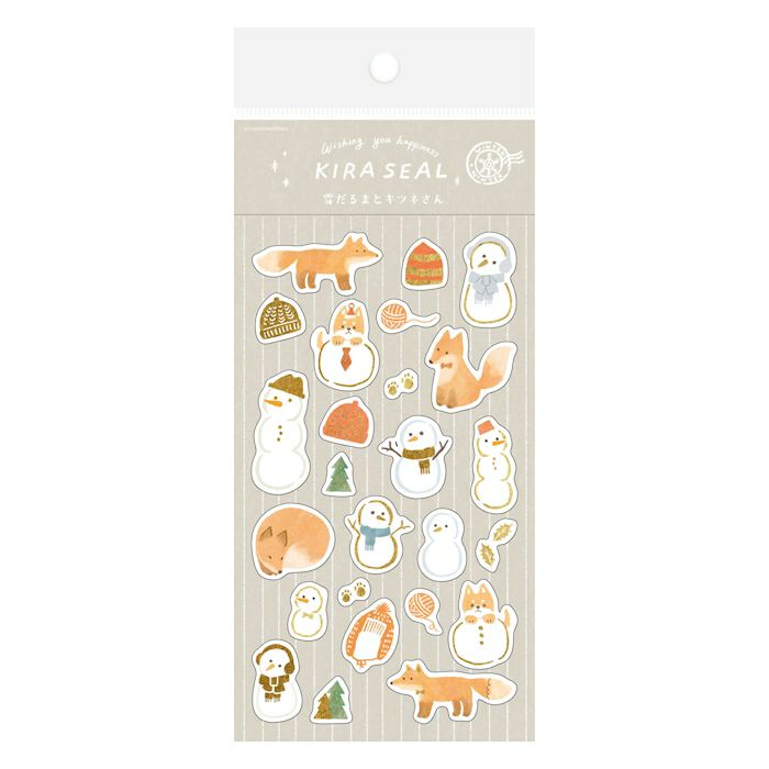 Furukawashiko Foil Sticker Sheet - Snowman and Fox