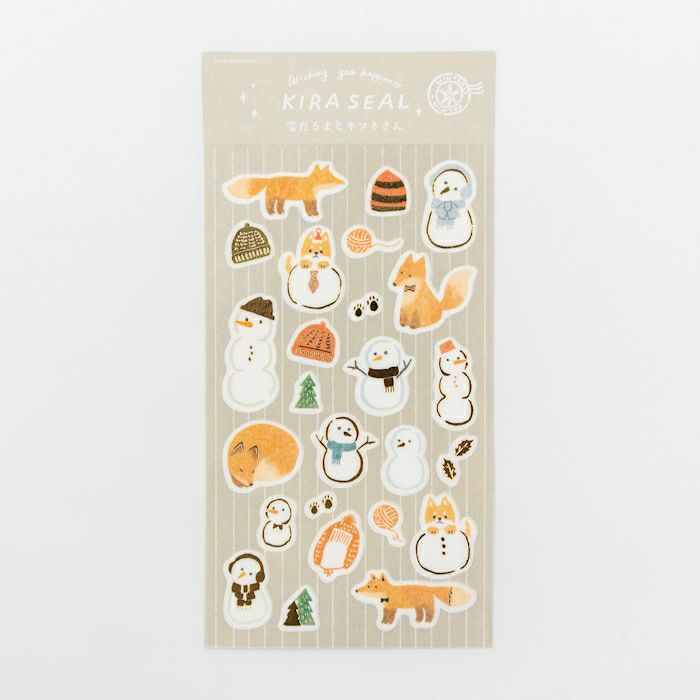 Furukawashiko Foil Sticker Sheet - Snowman and Fox