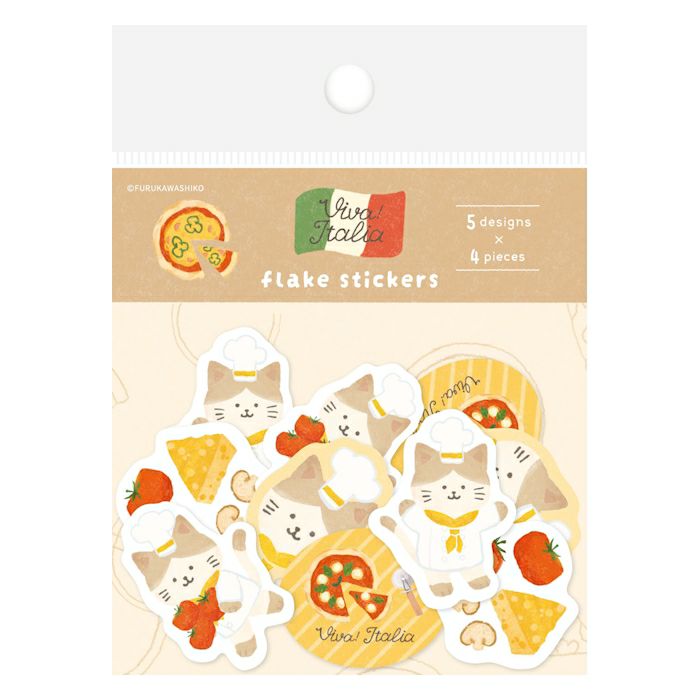 Furukawashiko Flake Stickers - Pizza Kitten