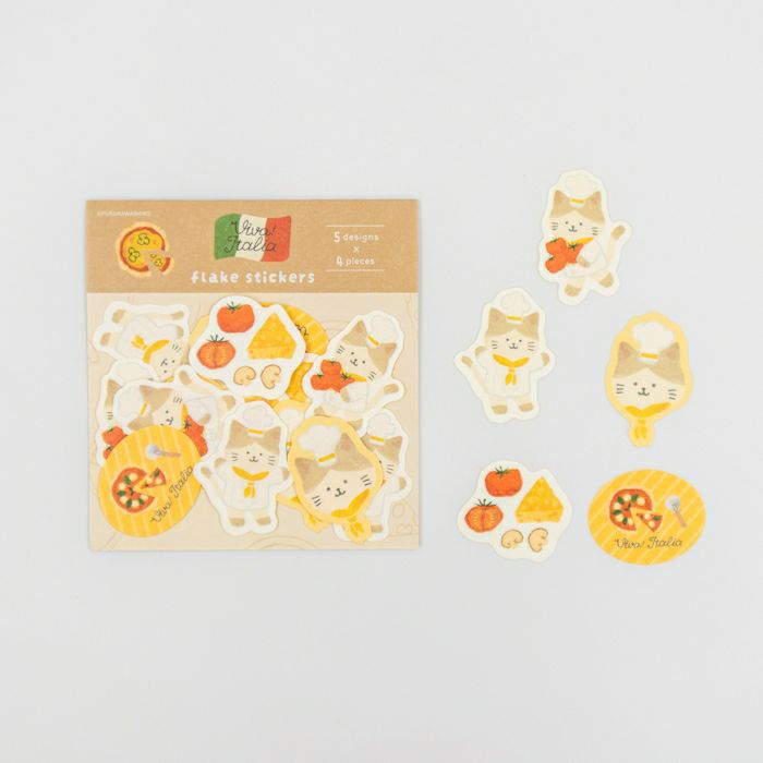 Furukawashiko Flake Stickers - Pizza Kitten