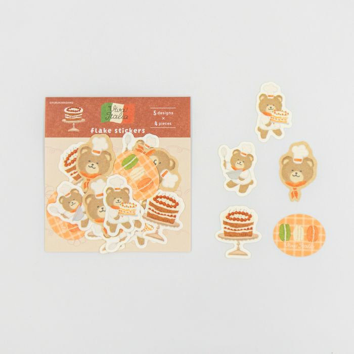 Furukawashiko Flake Stickers - Dessert Bear