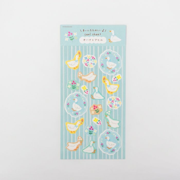 Furukawashiko Sticker Sheet - Flowers and Ducks