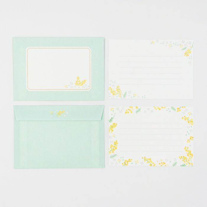 Furukawashiko Mini Horizontal Letter Set - Mimosa and White Flowers