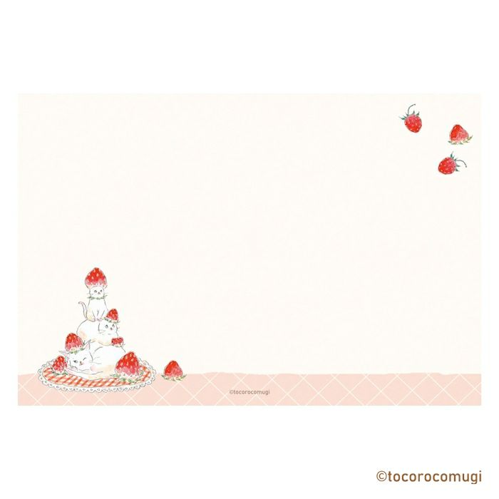 Furukawashiko Tocorocomugi Mini Horizontal Letter Set - Strawberry