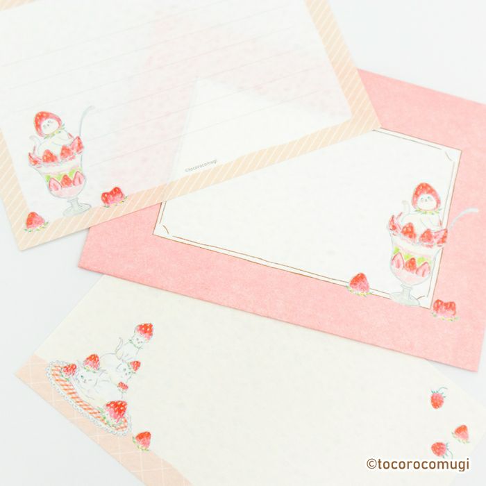 Furukawashiko Tocorocomugi Mini Horizontal Letter Set - Strawberry