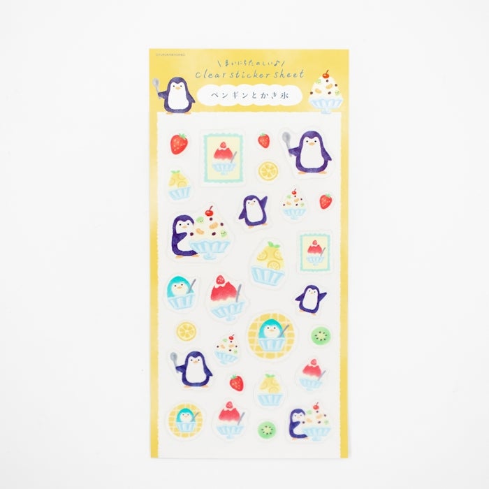 Furukawashiko Clear Sticker Sheet - Penguins and Shaved Ice
