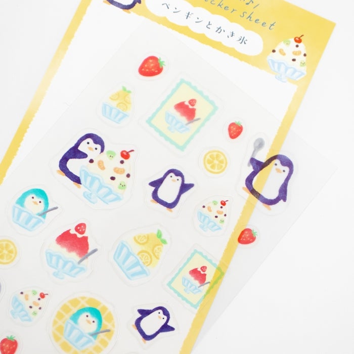 Furukawashiko Clear Sticker Sheet - Penguins and Shaved Ice