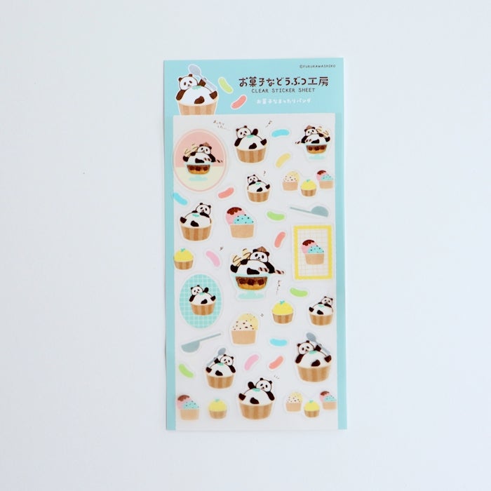 Furukawashiko Sweets Animal Workshop Sticker Sheet - Relaxing Panda