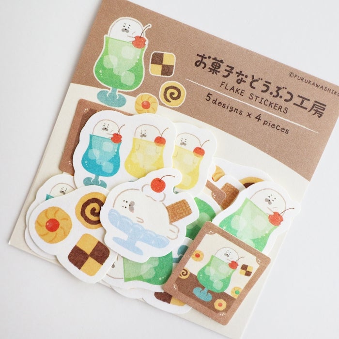 Furukawashiko Sweets Animal Workshop Washi Flake Stickers - Cream Seal