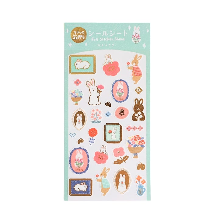 Furukawashiko Foil Sticker Sheet - Flowers and Rabbit