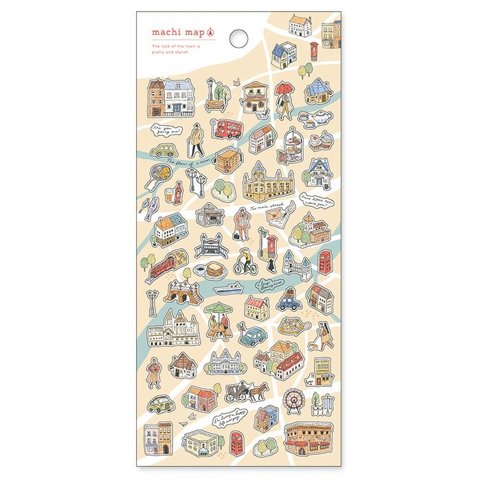 Mind Wave Town Map Stickers - Brown