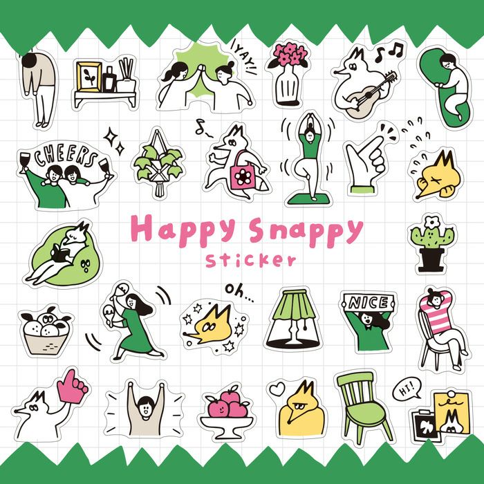Mind Wave Happy Snappy Stickers - Green