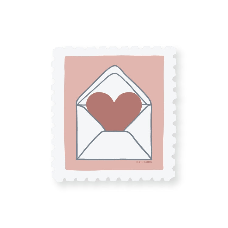 Heart in Envelope Postage Stamp Sticker