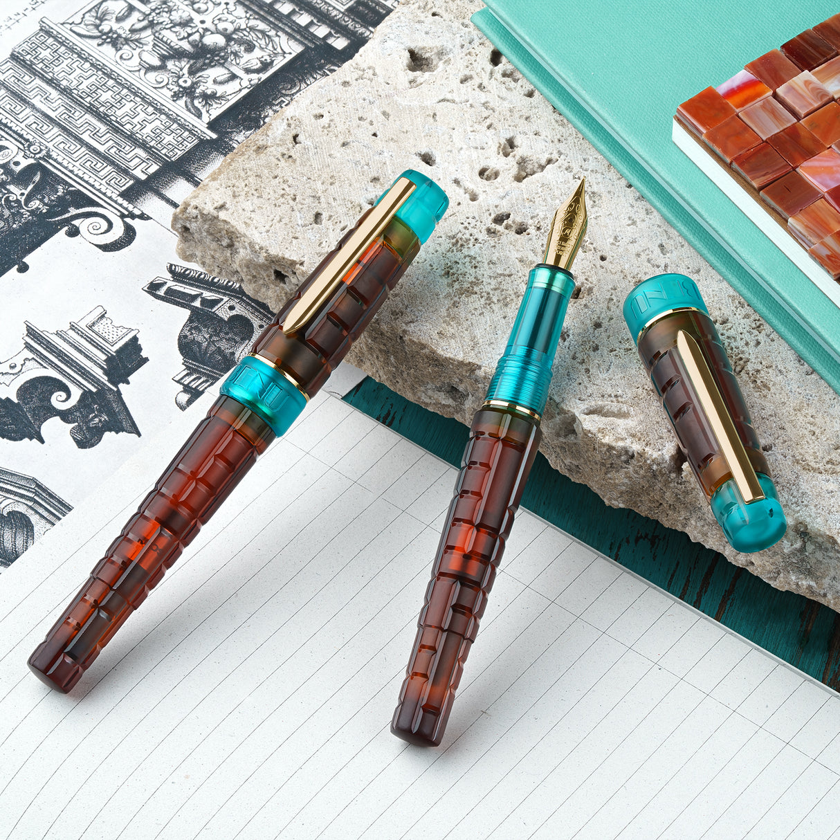 Benu Tessera Fountain Pen - Ribbon Turquoise