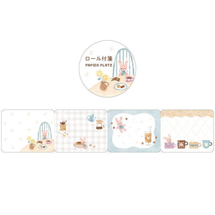 Papier Platz Nakauchi Waka Sticky Note Roll - Rabbit and Coffee