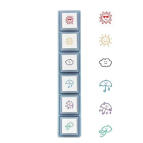 Kodomo No Kao Pochitto Pick Detachable Push Button Stamp Set - Weather