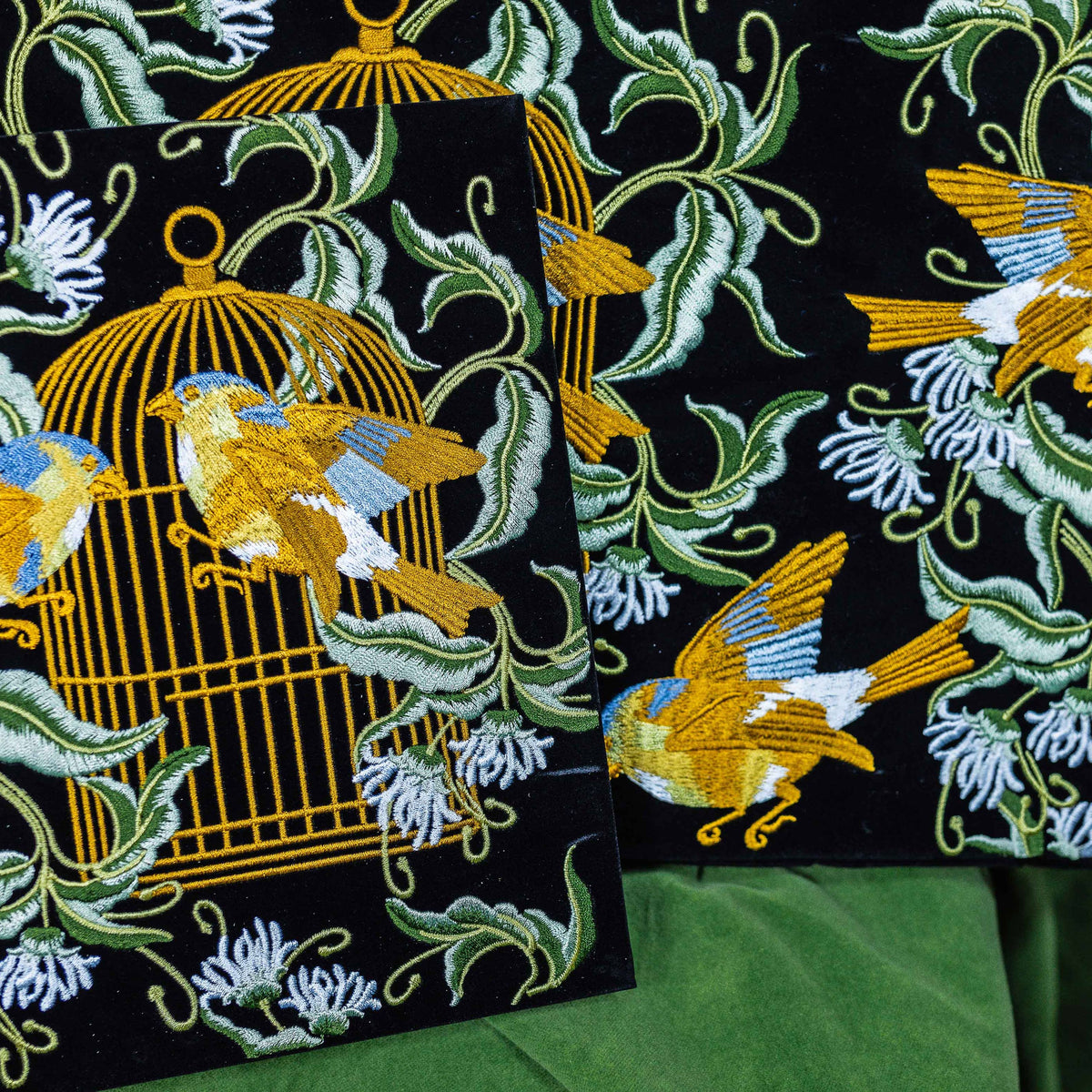 CoraCreaCrafts Bird Embroidered Notebook & Pouch