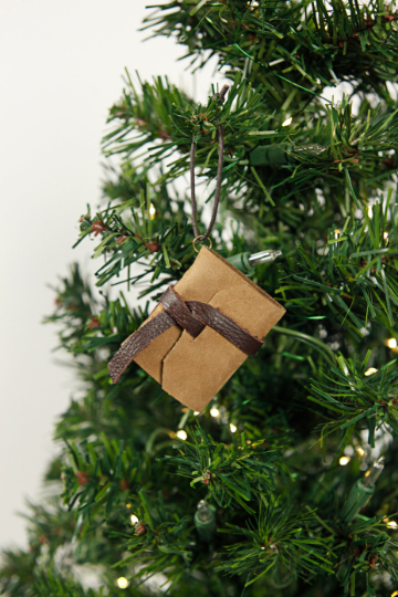 Mini Leather Journal Christmas Tree Ornament: Bright White