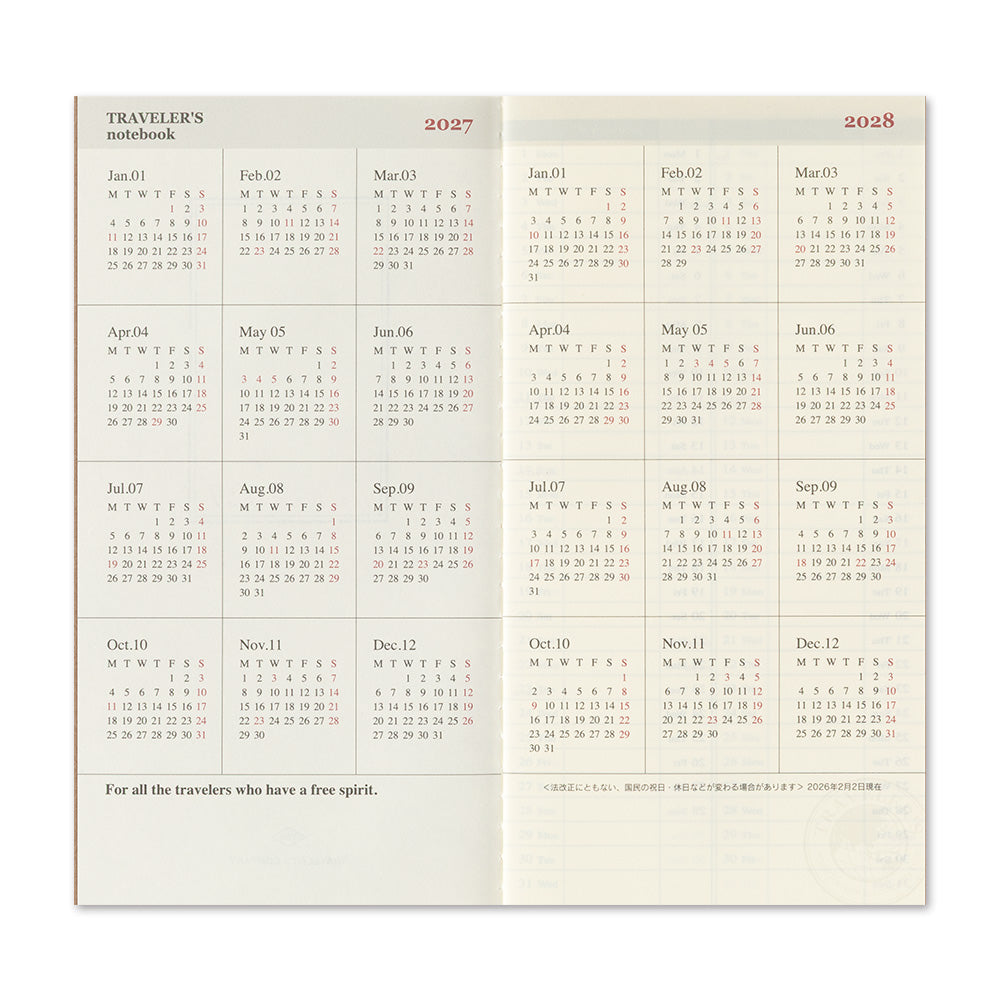 Traveler's 2027 Weekly Vertical Diary - Regular Size