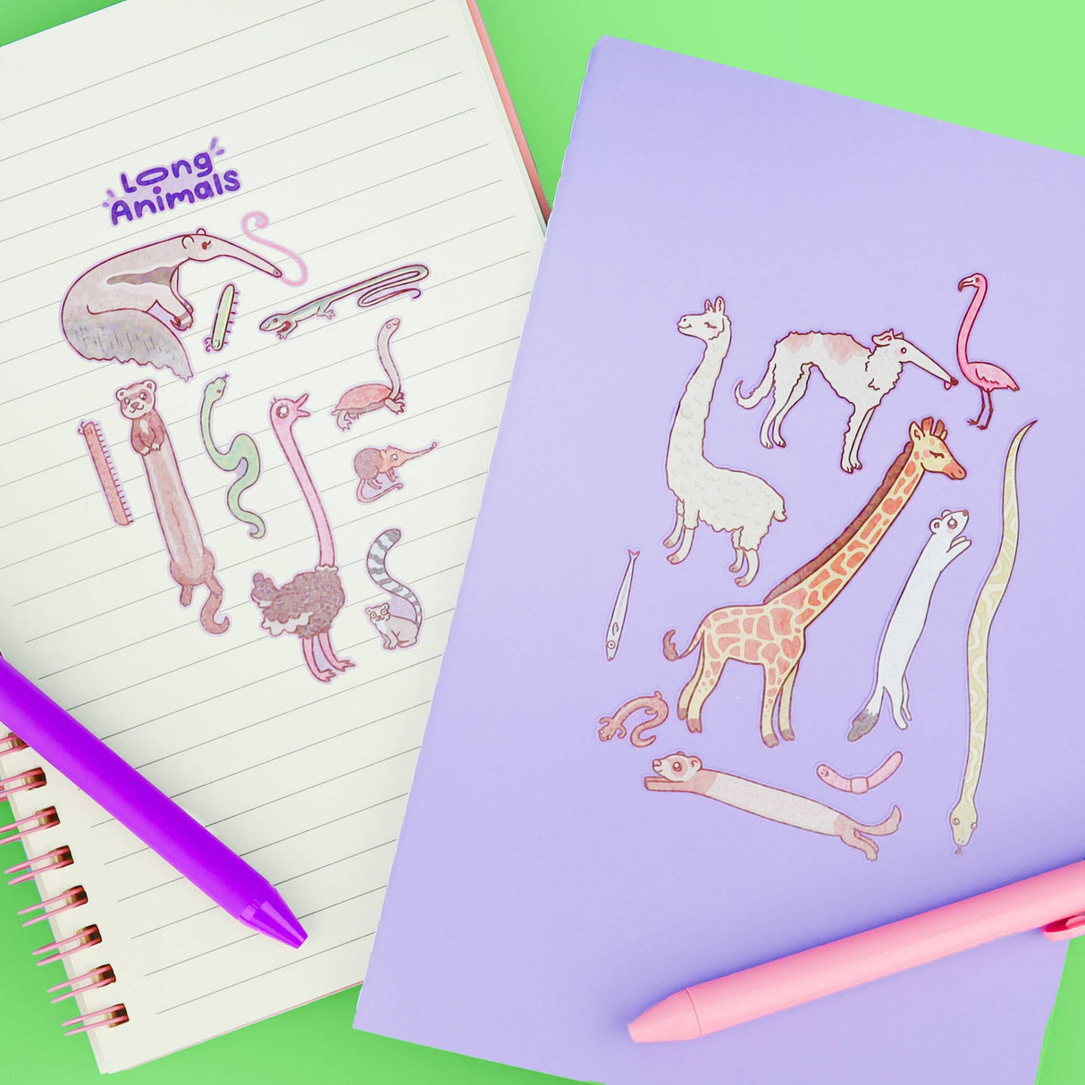 Long Animals Vinyl Sticker Sheet