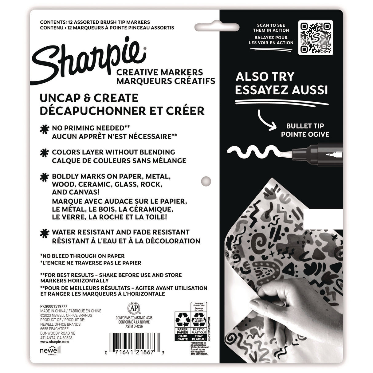 Sharpie Creative Markers - Fine Brush Tip - 12/Pack