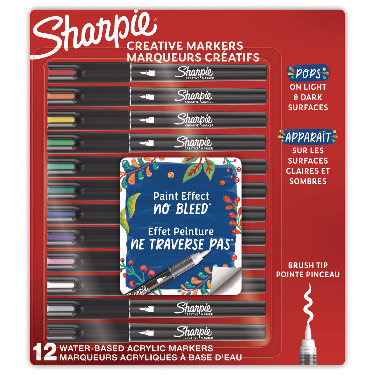 Sharpie Creative Markers - Fine Brush Tip - 12/Pack