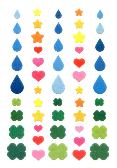 Okuyama & Co Paper Stickers - URR Water Droplets, Clovers, Stars, & Hearts