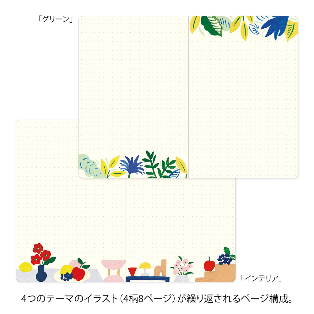 Midori Yuru Log Notebook B6 - Motif Textile