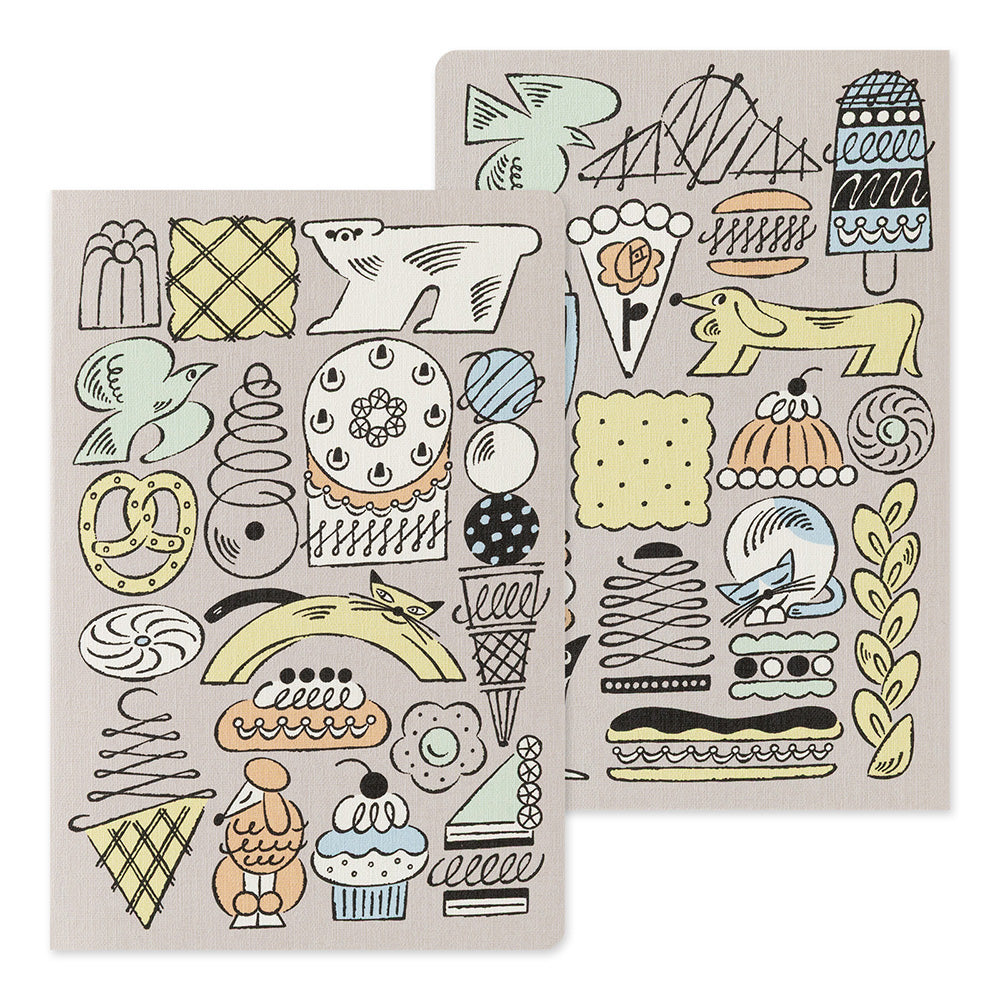 Midori Yuru Log Notebook B6 - Sweets & Animals