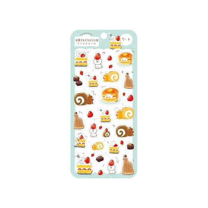 Furukawashiko Sweets Animal Workshop Plump Sticker Sheet - Cake