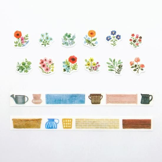 Bande Washi Tape Sticker Rolls - Set of 2 - kalo - Flower Garden