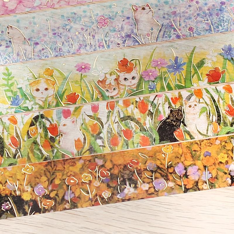 BGM Washi Tape - Flowers & Cats - Hachiware Cat