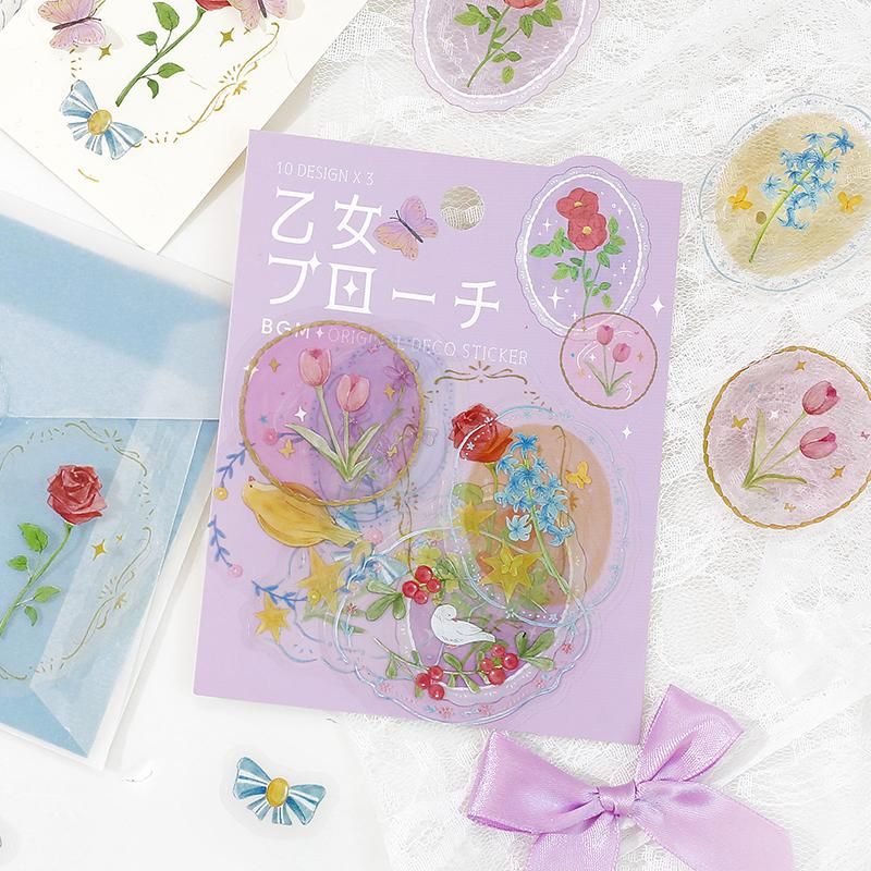 BGM Clear Flake Stickers - Maiden Brooch - Flower