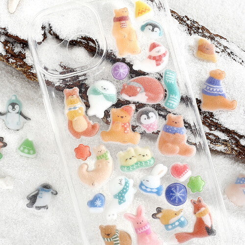 BGM Kyururun Sticker Sheet - Winter Limited - Winter Animals on a phone case