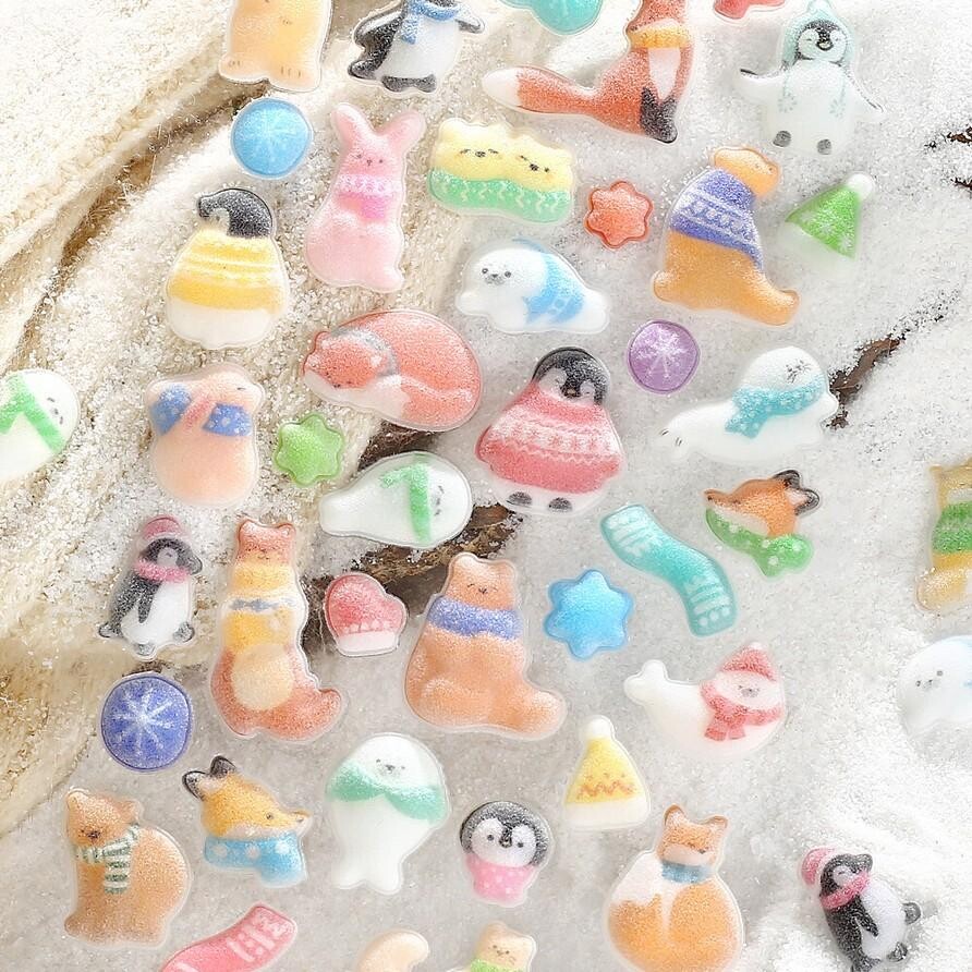 BGM Kyururun Sticker Sheet - Winter Limited - Winter Animals close-up