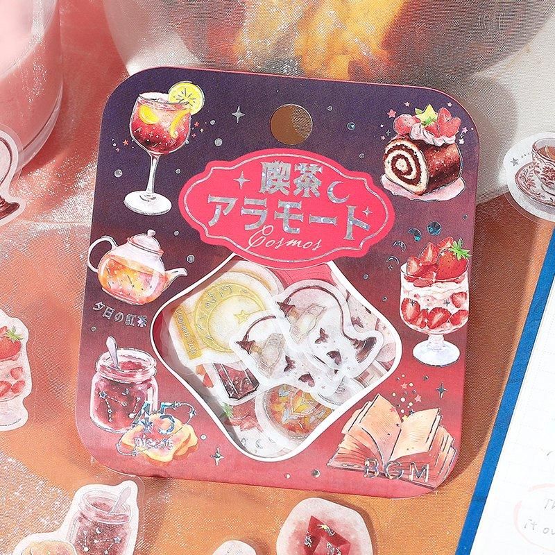 BGM Planner Sticker Flakes - Coffee a la mode - Akaneiro Sunset