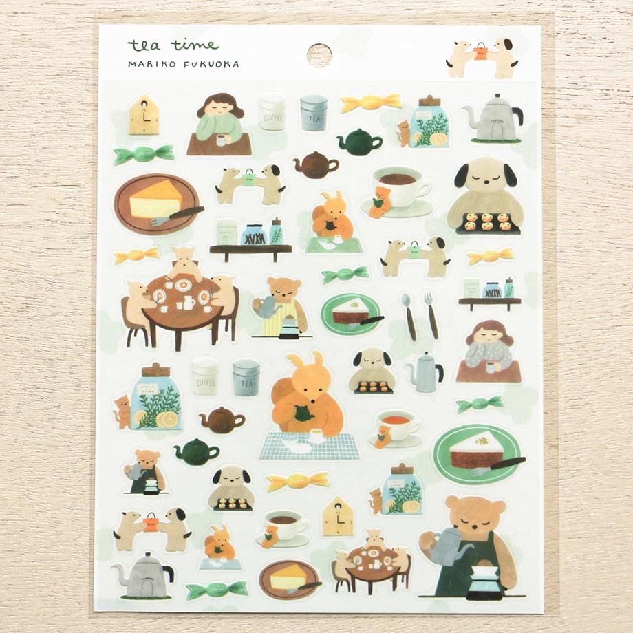 Hyogensha Cozyca Mariko Fukuoka Sticker Sheet - Tea Time