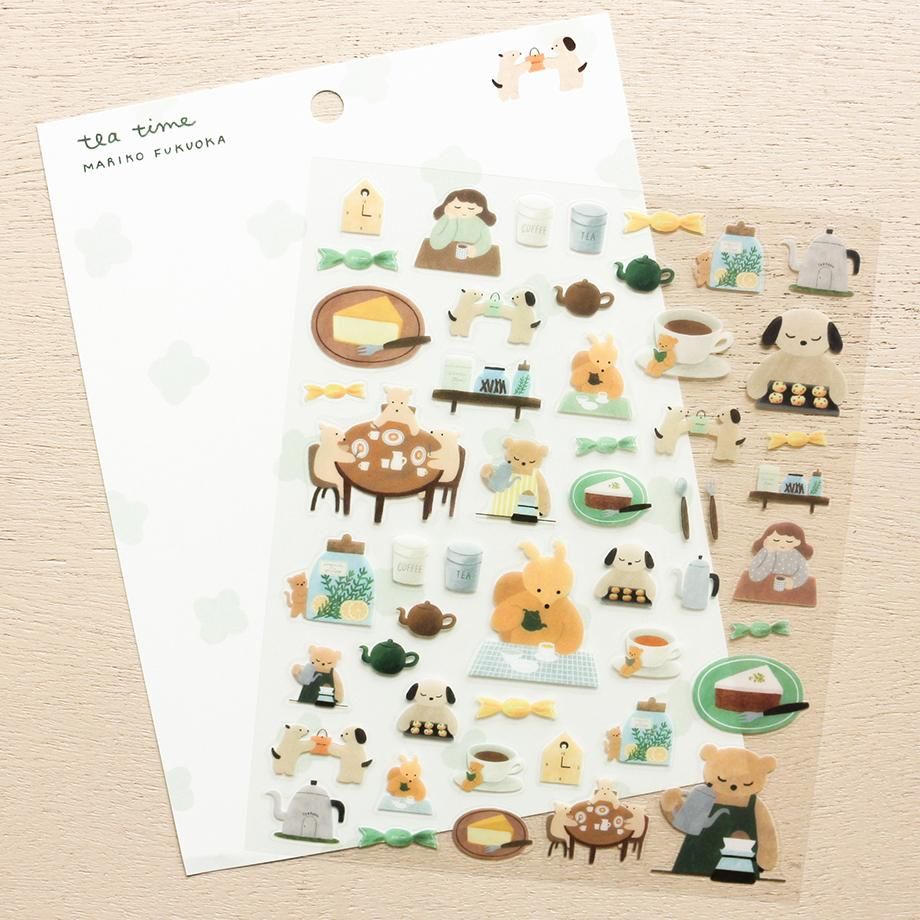 Hyogensha Cozyca Mariko Fukuoka Sticker Sheet - Tea Time