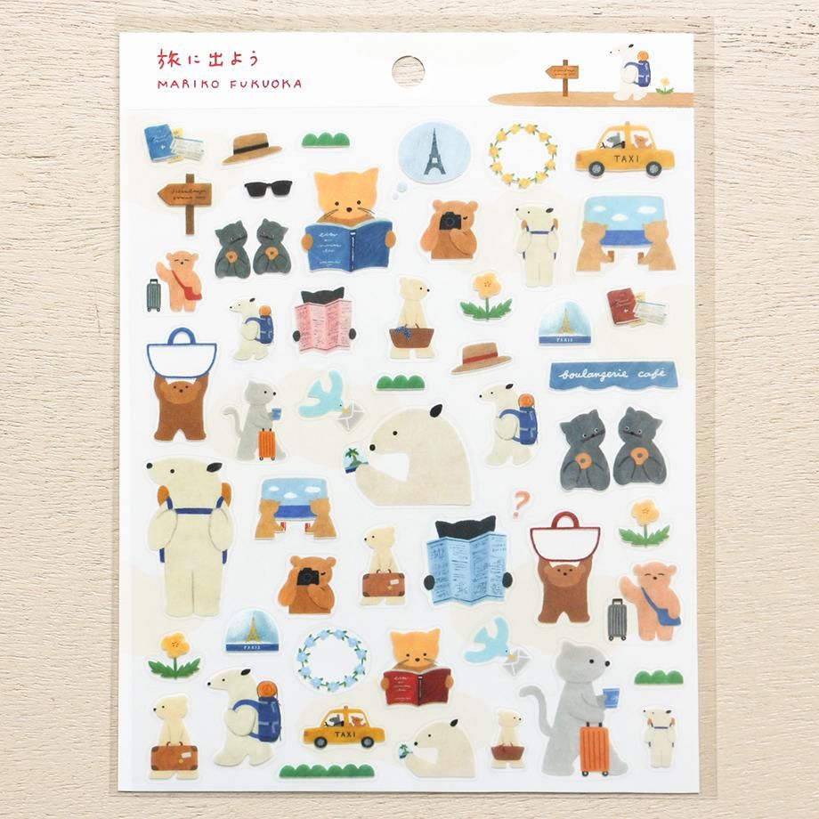 Hyogensha Cozyca Mariko Fukuoka Sticker Sheet - Let's Go on a Trip