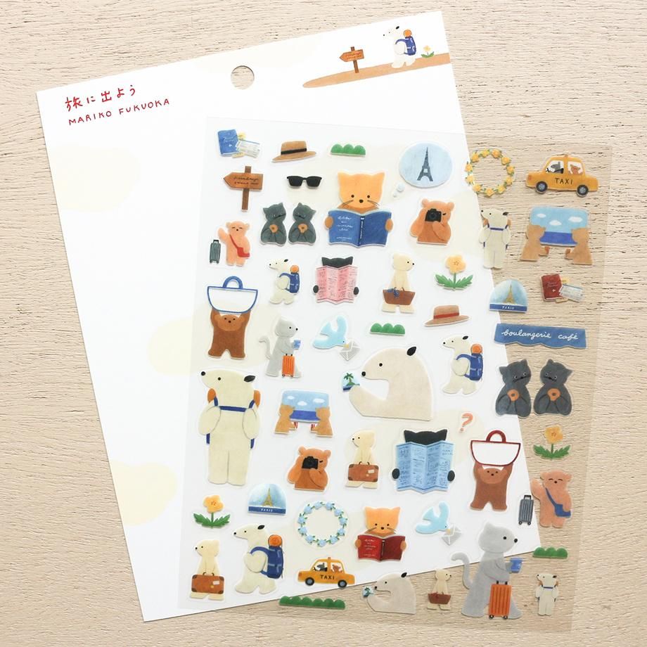 Hyogensha Cozyca Mariko Fukuoka Sticker Sheet - Let's Go on a Trip