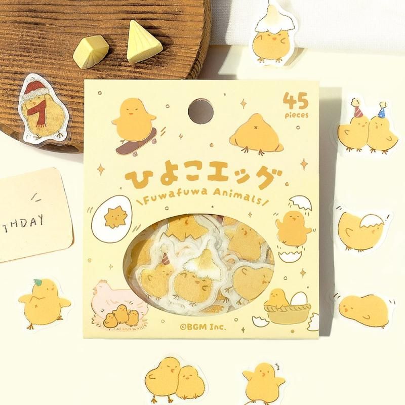 BGM Planner Sticker Flakes - Fuwafuwa Animals - Chick Egg