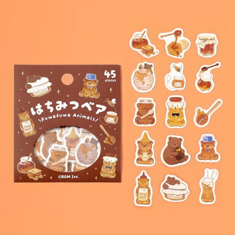 BGM Planner Sticker Flakes - Fuwafuwa Animals - Honey Bear