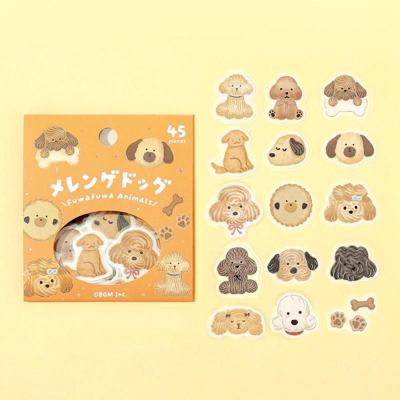 BGM Planner Sticker Flakes - Fuwafuwa Animals - Meringue Dog