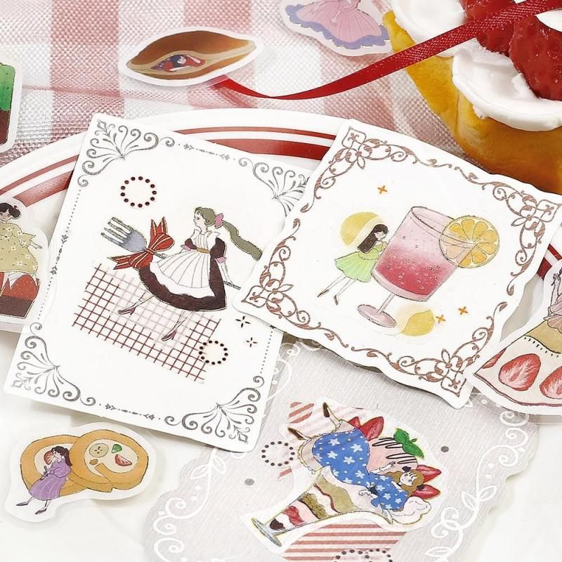 BGM Planner Sticker Flakes - A Girl and a Coffee Shop - Strawberry