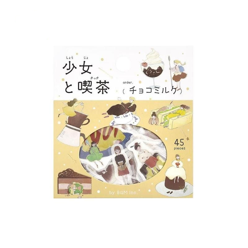 BGM Planner Sticker Flakes - A Girl and a Coffee Shop - Chocolate Milk